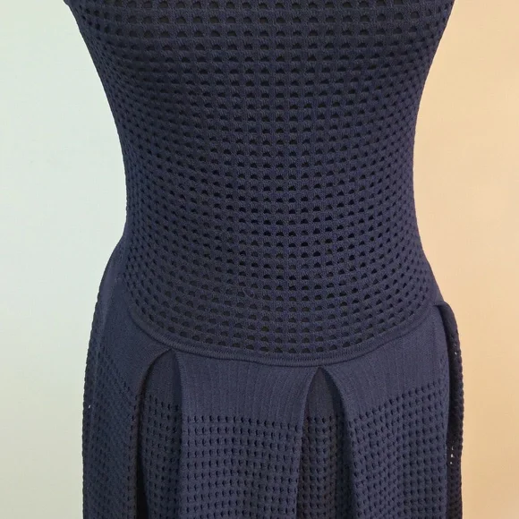SOLD John + Jenn mesh overlay navy fit and flare dress Sz S - Picture 6 of 10